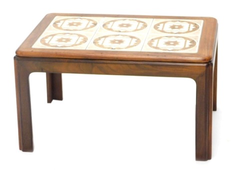 A G-Plan 1970s tile top teak coffee table, 70cm x 50cm.