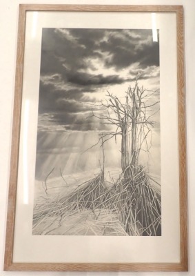 Susan J. Jameson (b.1944). The Tree (No. 25), pencil drawing, signed, dated 1979, titled verso, 107.5cm x 62cm with Poers Feetham Gallery London 1996 invoice - £800 - and artist biography. - 2