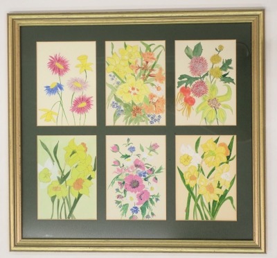 Pamela Tilley (d.2006). Floral studies, watercolours - six, attributed verso, 20cm x 14cm. - 2