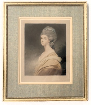 Early 20thC framed and mounted coloured print, potrait of a lady, 35cm x 28cm. - 2