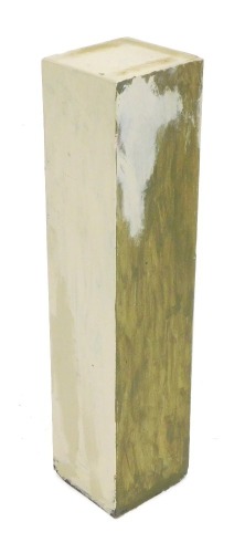 A painted plaster column, of rectangular cubed form, 90cm high, 20cm diameter.