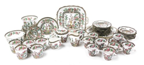 An early 20thC Coalport porcelain Indian Tree pattern part tea and coffee service, comprising a pair of bread plates, cream jug and sucrier, milk jug and sugar bowl, slop bowl, nine tea cups and saucers, five coffee cups and saucers, six tea plates and ni