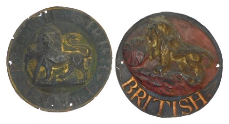 Two fire marks for British and Irish United, the British mark, copper, (Addis Ref 30E) and the British and Irish United, copper, (Addis Ref 30D).