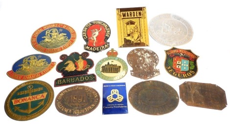 A collection of various overseas fire marks, including Allianca Madeirense (2), Grantia Faunchalense General Insurance of Cyprus (2), Bonanca of Lisbon, Fidelidade, Royal Exchange London, Barbados, etc. (14)