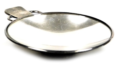 A Georg Jensen sterling silver butter dish, designed by Oscar Gundalch-Pedersen, of single handed circular form, no. 477, impressed marks, boxed, 3.05oz.