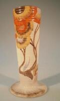 A Clarice Cliff Bizarre spill vase painted with Rhodanth pattern