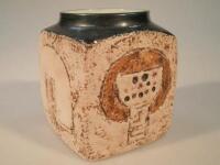 A Troika small squat rectangular vase with abstract pattern decoration