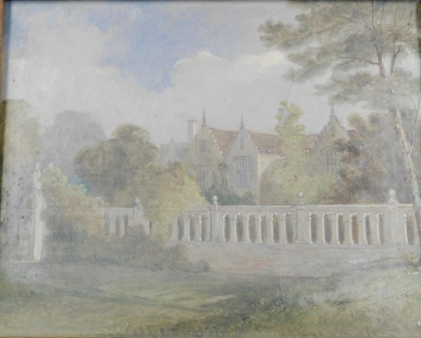 English School (early 19thC). The Old Manor House, Harlaxton, Lincolnshire, oil on canvas, 19.5cm x 24.5cm.