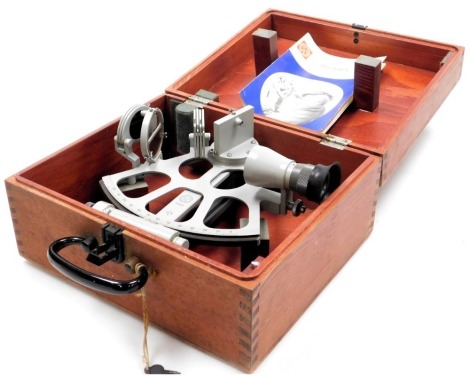 A Freiberger Prazisionsmechnik drum sextant, number 772377, with instructions, cased, with invoice of purchase 1977.