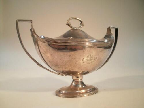 An Victorian silver tureen engraved with a crest of a swan from a crown