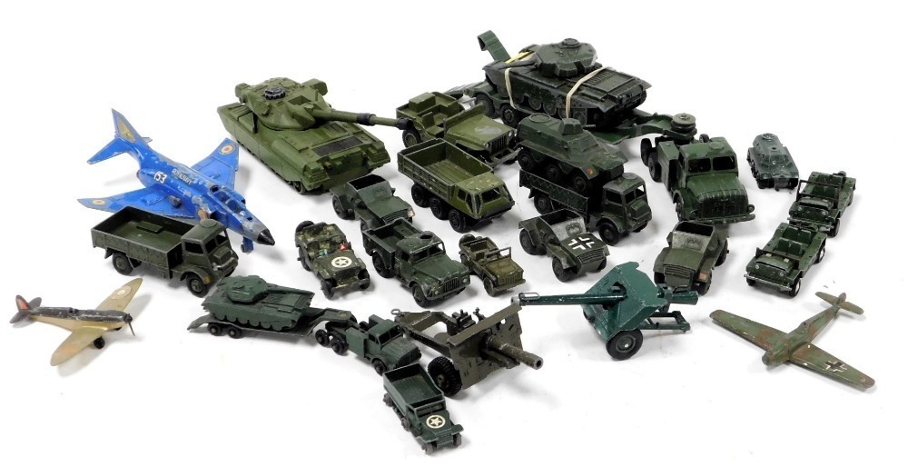 Dinky diecast military vehicles, including a Chieftain tank, a tank ...