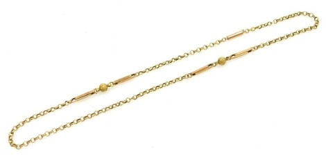 A 9ct gold belcher double oval and ball link neck chain, on a snap clasp, 4.0g.