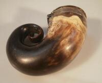 A 19thC ram's horn snuff mull