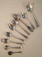 Various Georgian and later teaspoons and salt spoons