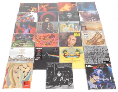 LP records, some remastered including Jimmy Hendrix, Bob Marley, Cream and Eric Clapton.