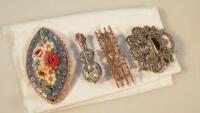 Two Italian micro mosaic brooches