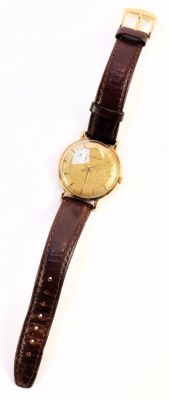 A Jaeger Le Coultre gentleman's 9ct gold cased wristwatch, the gold coloured circular dial bearing baton pointers, back case numbered 0547, on Darlena brown leather strap, case diameter 3.2cm. - 5