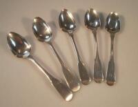 Five George III silver teaspoons