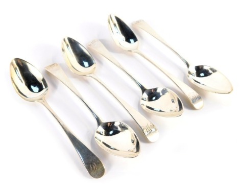 A set of six George III silver Old English pattern dessert spoons, initial engraved, London 1805, 6.59oz.