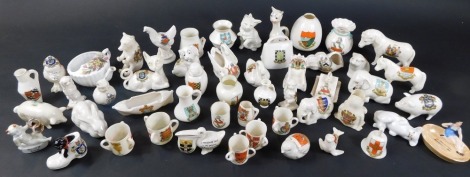 A collection of various crested china ornaments, to include Carlton China, Grafton China, W H Goss, etc., mainly horses, dogs, other animals, etc. (50)