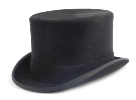 A Christy's London black top hat, size UK 7, inner circumference 57cm.