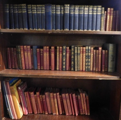 Classical fiction, to include Dickens (Charles), various works, published by Macmillan & Co Ltd London 1930s, various further leather bound works, to include The Plays of Bernard Shaw, Austen (Jane), Sir Walter Scott, Waverley Novels, children's annuals, 