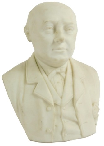 A J W Mitchell matt porcelain bust of a gentleman, impressed mark R&L verso, 19cm high.