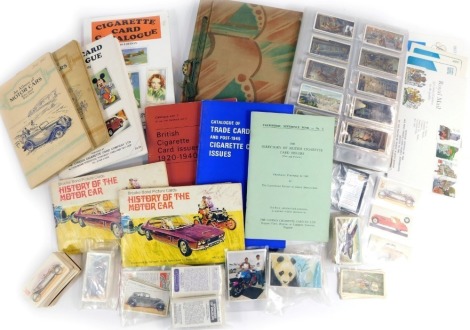 Various cigarette cards, some in albums, to include History of the Motoring Car, Breweriana, to include an album containing beer mats, matchbox covers, etc. (a quantity)