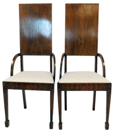 A pair of Edwardian rosewood high back bedroom chairs.