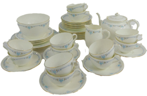 A Shelley part tea service, decorated with acanthus leaves, etc. early Art Deco style, pattern no 8419.