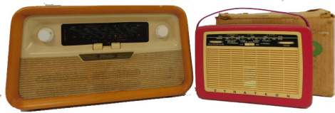 A mid century Perdio radio, No 220060, together with a Dynatron red cased radio, boxed. (2)