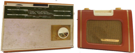 A Sky Leoder brown leather cased radio, together with a Phillips radio. (2)