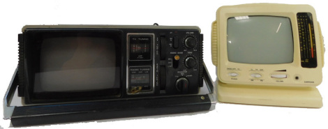 A Plustron vintage television, together with a Strait Personal black and white television and radio, model W5503. (2)