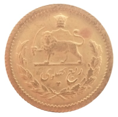 An Iranian 2000 quarter dinars gold coin, 2g.