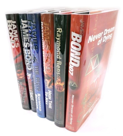 Benson (Raymond). James Bond novels, comprising Zero Minus Ten, published by Hodder & Stoughton, 1997, second edition, The Facts of Death, 1998, second edition, High Time to Kill, 1999, first edition, Double Shot, 2000, first edition, Never Dream of Dying