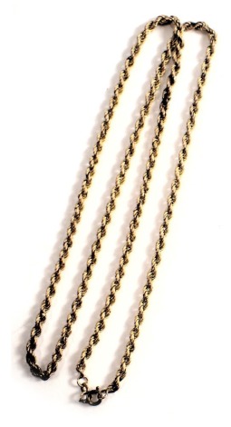 A 9ct gold rope twist neck chain, 60cm long, 7.1g.