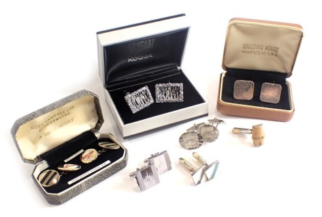 Various gentlemen's cuff links, plated and others, stud box, collar studs, etc. (a quantity)