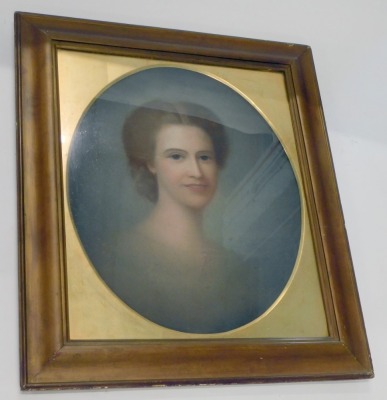 19thC School. Portrait of a lady, pastel, oval. - 2