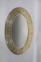 Scottish Arts & Crafts brass frame oval wall mirror