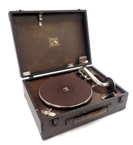 A HMV cased record player, and a quantity of HMV record cases, classical, jazz and others. (2)