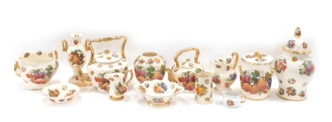 A large quantity of Royal Tupton style Fruits and Flowers wares, comprising teapot, urns, jars and covers, etc. (a quantity)