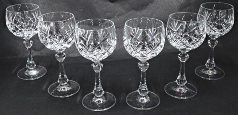 A set of six Cristallerie and Zwiesel cut glass wine glasses in original packaging.