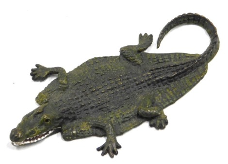 A Bergman style model of a crocodile skin rug, stamped to underside Austria, 12cm long.