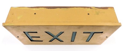 A gilt painted metal and plastic shop cinema exit sign, possibly 1920s/30s, 48cm wide. - 2