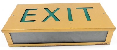 A gilt painted metal and plastic shop cinema exit sign, possibly 1920s/30s, 48cm wide. - 4