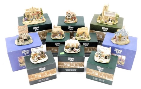 A collection of Lilliput lane cottages, comprising Ice to Meet You, Jewel in the Crown, Diamonds and Pearls, The Little Mill, Tying the Knot, Snowflake, Grandma and Grandpas, Merry Christmas, Hampton Moat, and Farthing Lodge, boxed. (10)