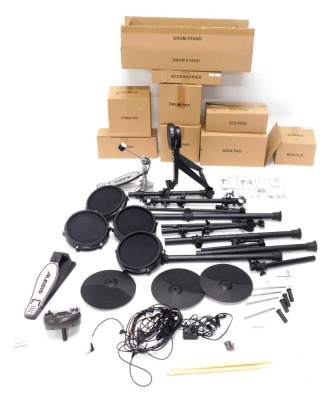 An Alesis Nitro mesh eight piece electronic drum kit, boxed.