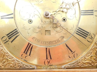 A longcase clock, the late 18th/early 19thC dial and movement stamped Barwise Cockermouth, with painted moon, pierced spandrels, and eight day movement, in associated oak and elm case, 231cm high. - 3