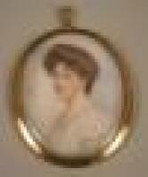 Early 20thC School. Miniature of a lady wearing a floral lacy dress with hair tied up