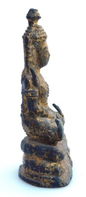 A Chinese soapstone brush washer, carved with an animal, 8cm wide, together with a gilt metal figure of Buddha, modelled seated, 8.5cm high. (2) - 11